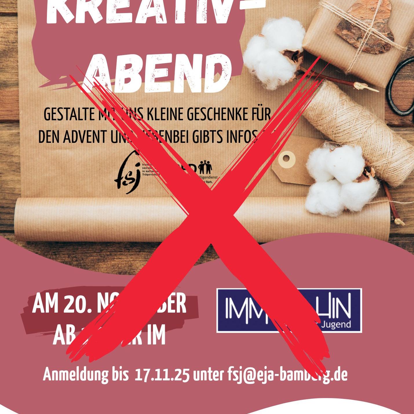 Kreativabend entfällt!